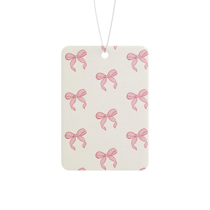 Pink Bow Car Air Freshener — Cute Ribbon Pattern Scented Ornament - Valentines Day