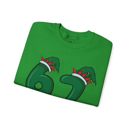 Green & Red Elf Hat 6 7  - Christmas Sweatshirt - Unisex