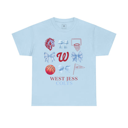 West Jessamine Colts Coquette Basketball Bows - Unisex Tee