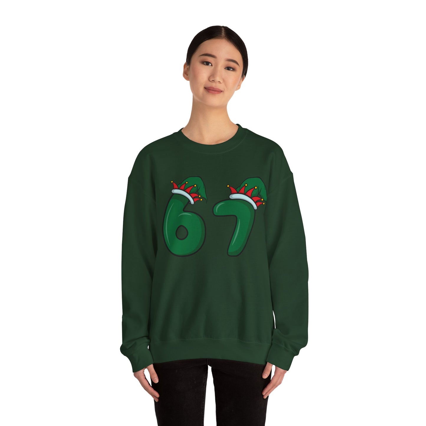 Green & Red Elf Hat 6 7  - Christmas Sweatshirt - Unisex