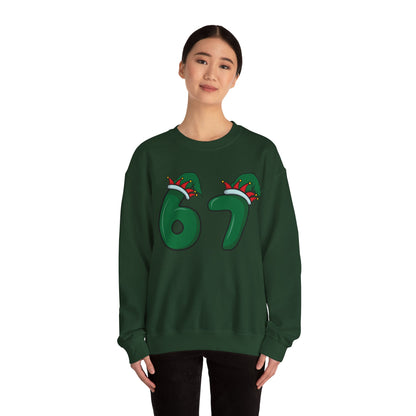 Green & Red Elf Hat 6 7  - Christmas Sweatshirt - Unisex