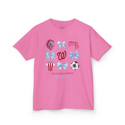YOUTH --Soccer Coquette Bows Unisex Tee - West Jessamine