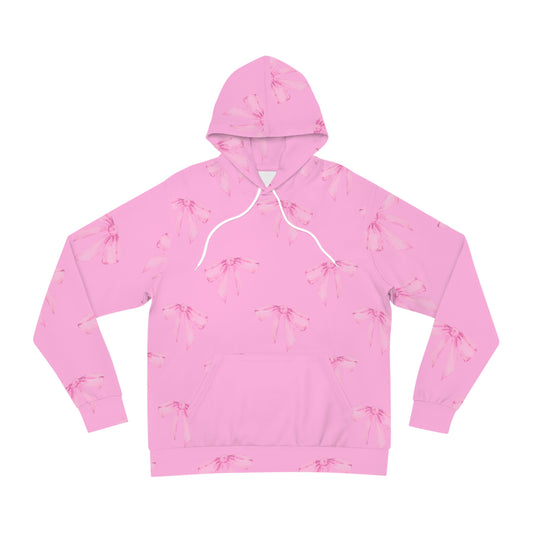 Coquette Pink Bow Pattern Hoodie — Black & Red All-Over Print Fashion Hoodie - Valentines Day