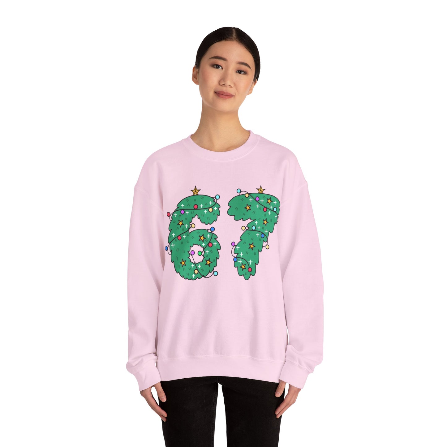 Wreath with Lights and Stars 6 7  - Christmas Sweatshirt - Unisex