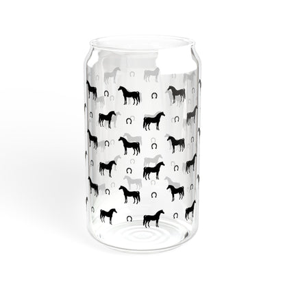 Horse and Horse Shoe Kentucky Derby Sipper Glass, 16oz