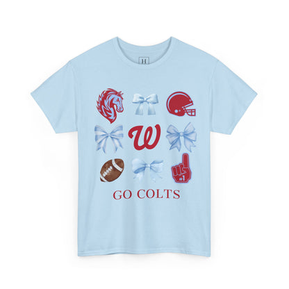 West Jessamine Colts Coquette Football Bows - Unisex Tee
