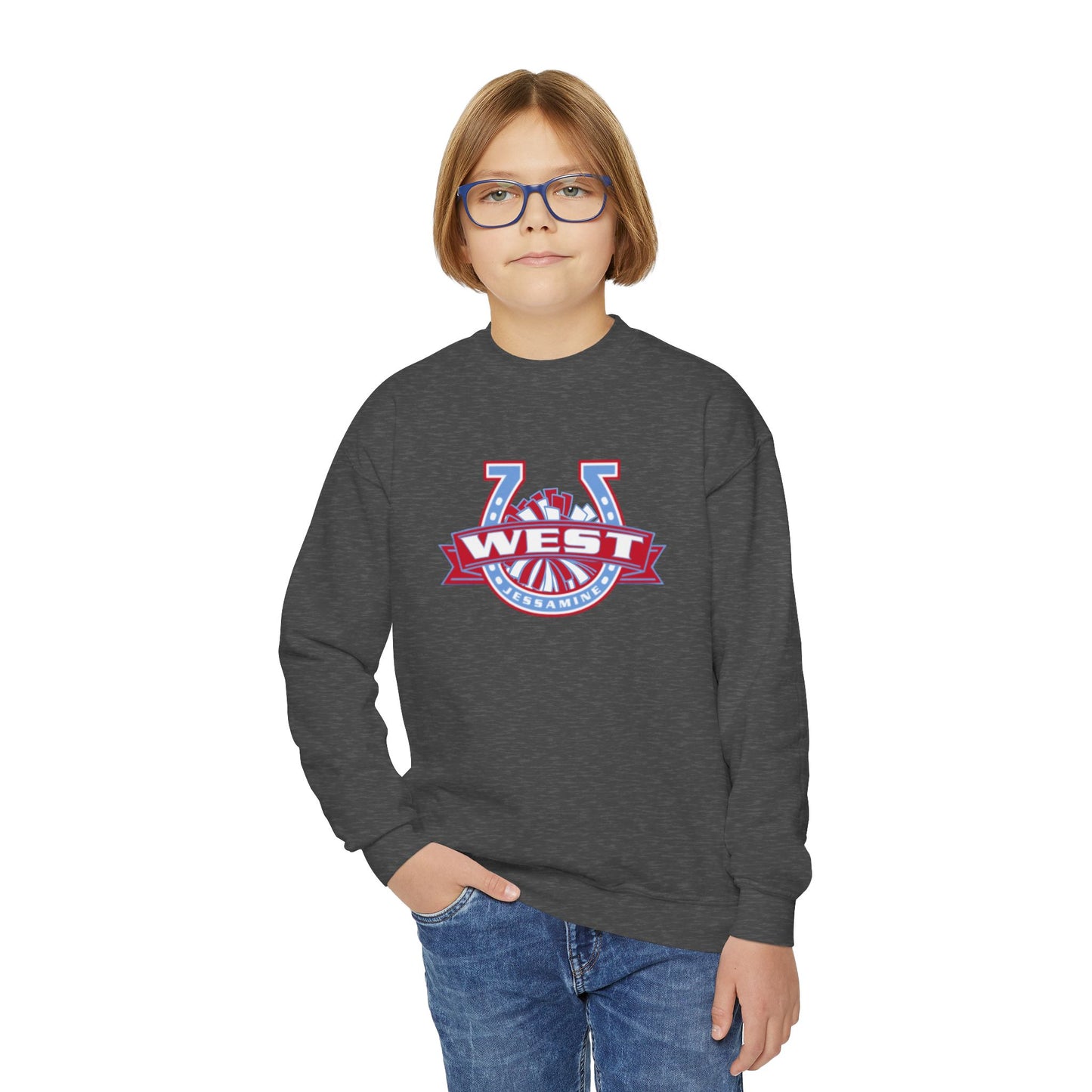 YOUTH -- West Jessamine Horseshoe Logo w/ Pom Sweatshirt