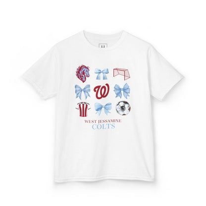 YOUTH --Soccer Coquette Bows Unisex Tee - West Jessamine