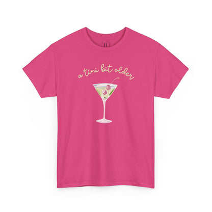 Cute "A Tini Bit Older" Martini T-Shirt — Retro Pink & Green Cocktail Tee
