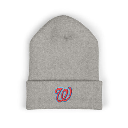 (W) West Jessamine Logo Embroidered Cuffed Beanie — Classic Script Winter Hat