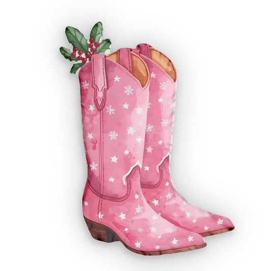 Pink Cowgirl Boots  - Christmas Decorative Pillow