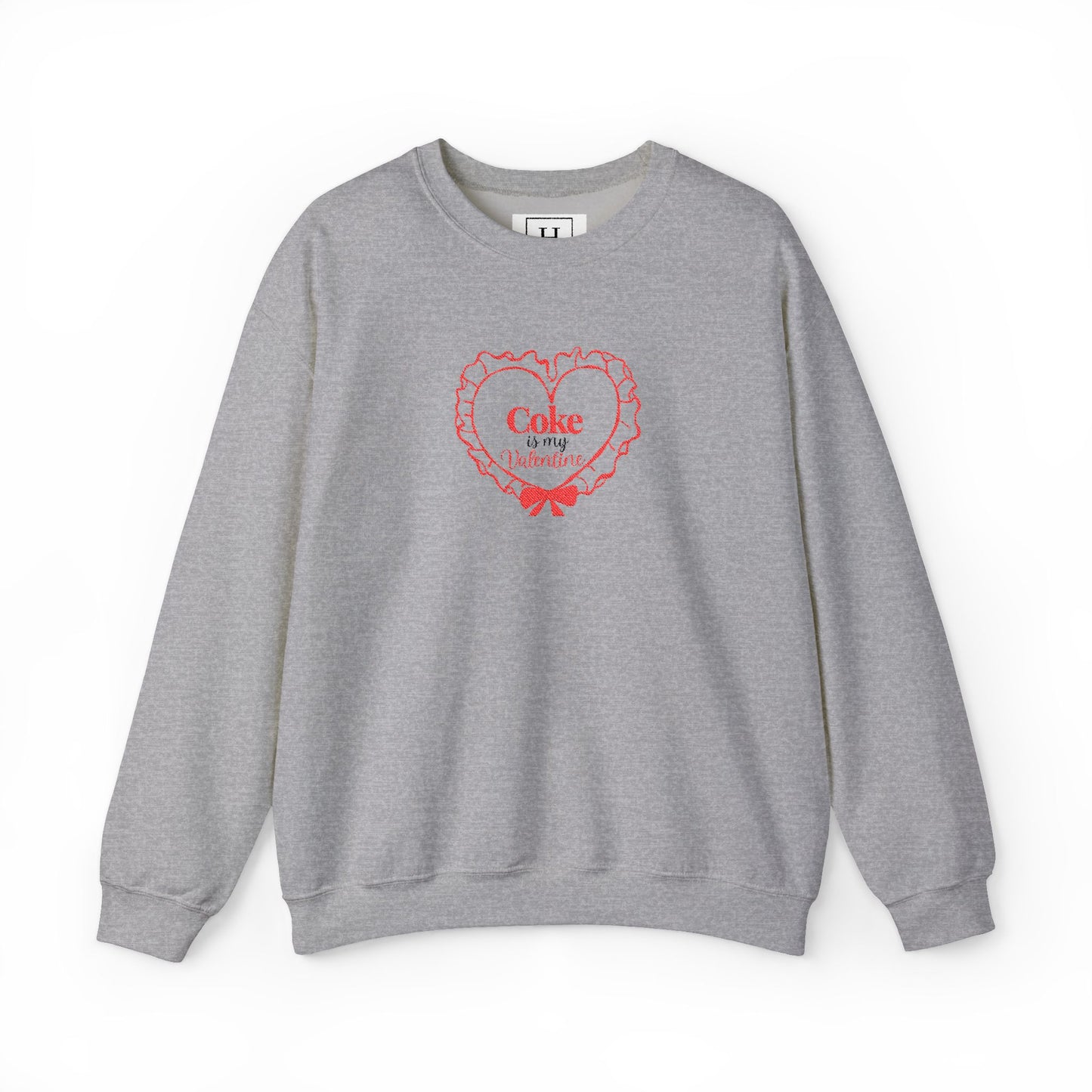 Valentine Heart 'Coke Is My Valentine' Crewneck Sweatshirt -Embroidered