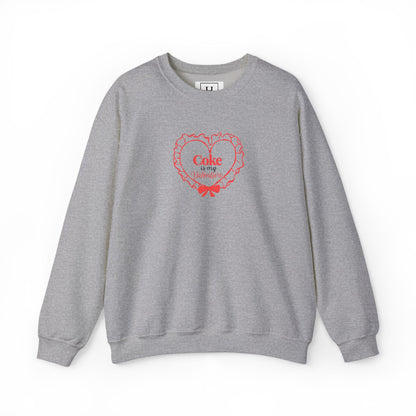 Valentine Heart 'Coke Is My Valentine' Crewneck Sweatshirt -Embroidered