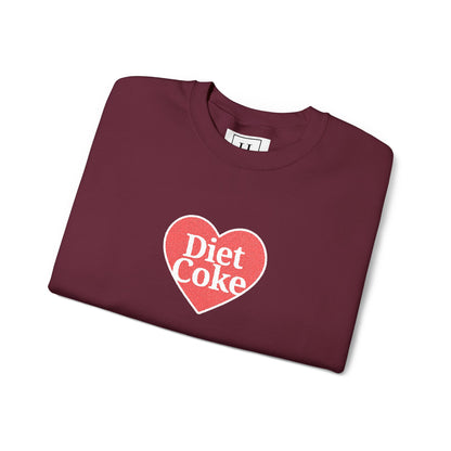 Valentine Heart 'Diet Coke' with Red Bows on Left & Right Sleeves Crewneck Sweatshirt -Embroidered