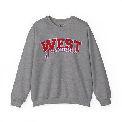 West Jessamine Cheer Crewneck Sweatshirt — Back ‘West Jessamine Cheer’ with Horse Logo - Unisex
