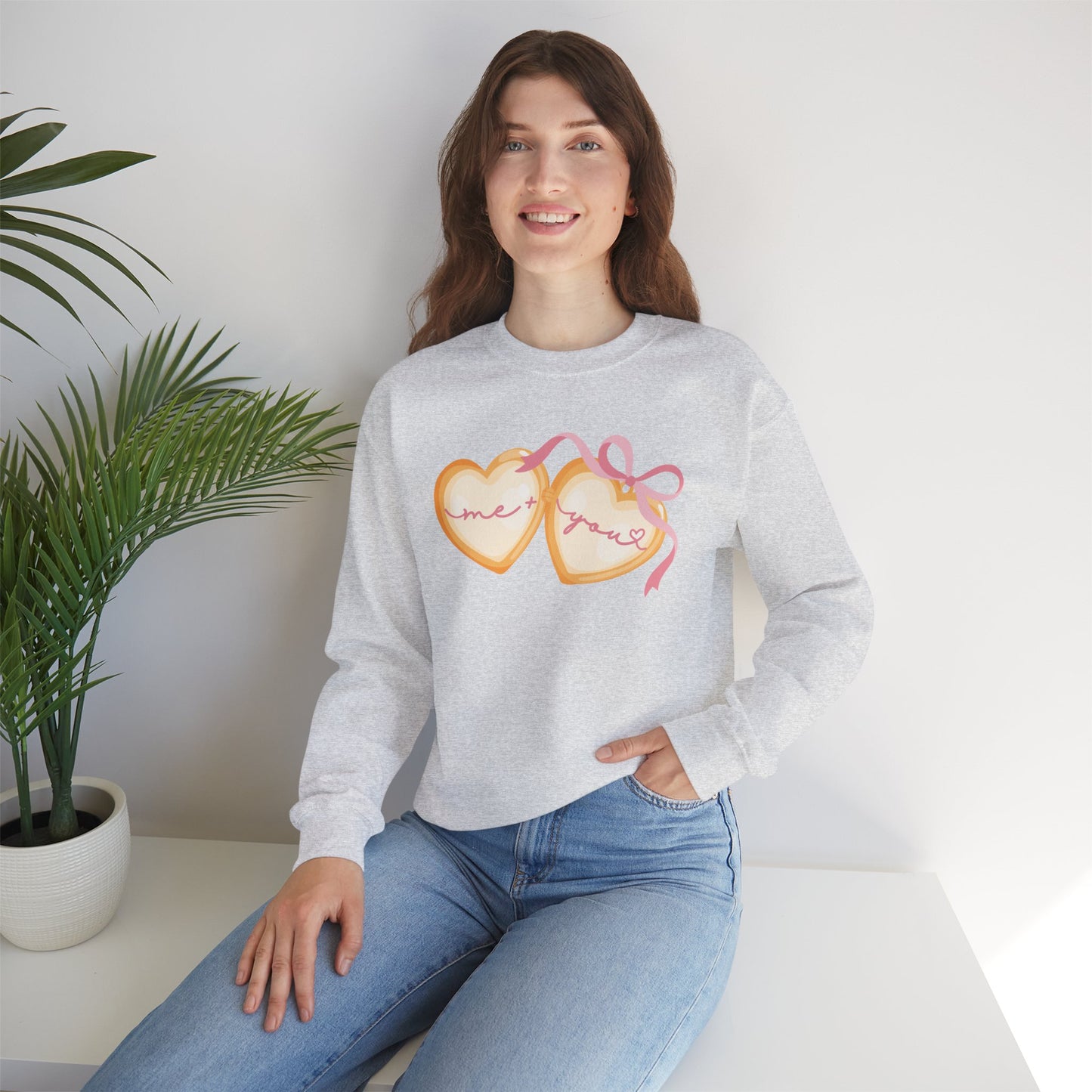 Me + You Heart Locket with Pink Bow Sweatshirt