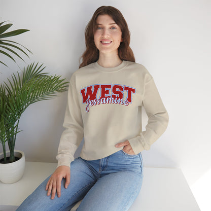 West Jessamine Cheer Crewneck Sweatshirt — Back ‘West Jessamine Cheer’ with Horse Logo - Unisex