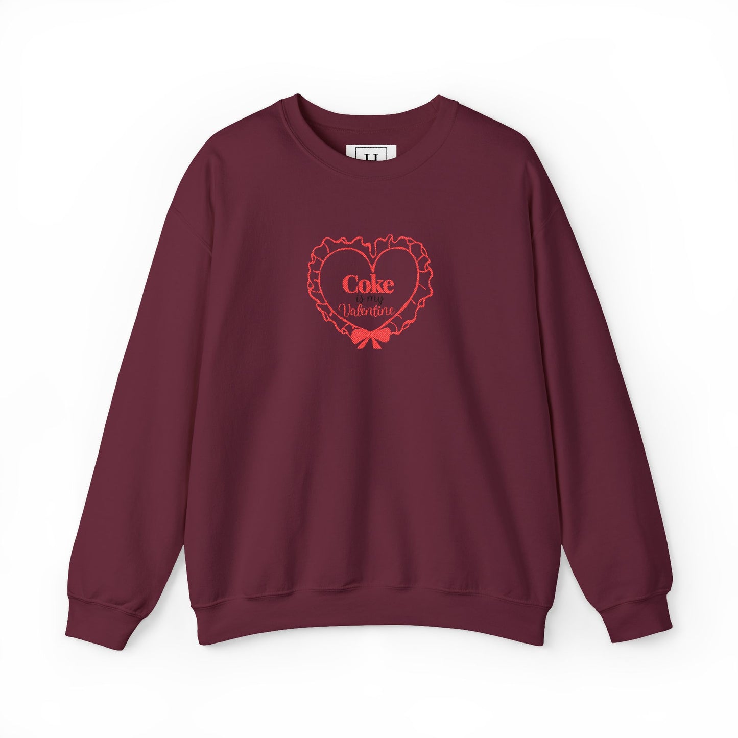 Valentine Heart 'Coke Is My Valentine' Crewneck Sweatshirt -Embroidered