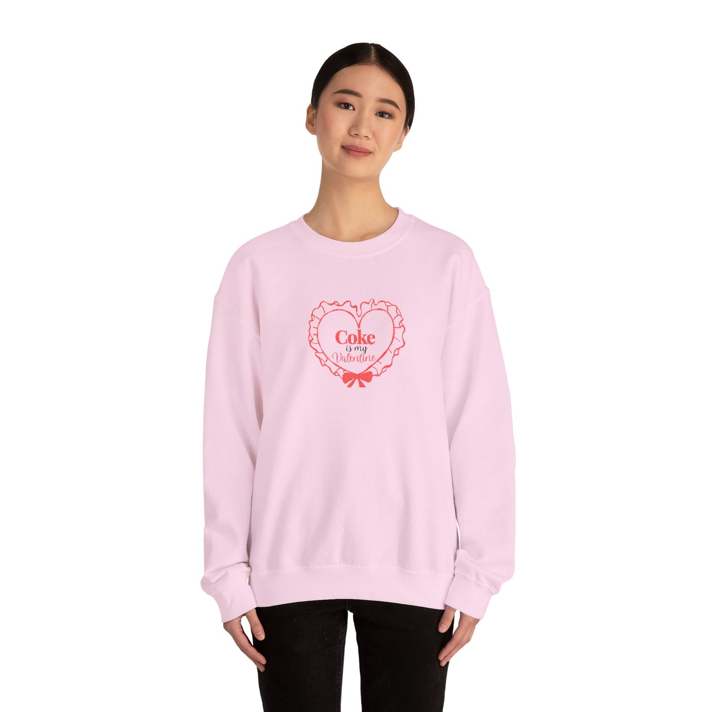 Valentine Heart 'Coke Is My Valentine' Crewneck Sweatshirt -Embroidered
