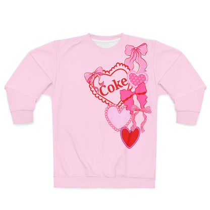 Coke Hearts & Bows Sweatshirt — Cute Soda Logo All-Over Print