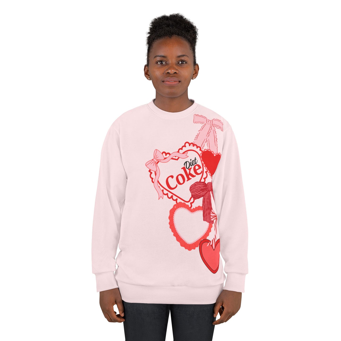 Diet Coke Hearts & Bows Sweatshirt — Cute Soda Logo All-Over Print