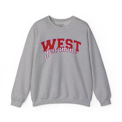 West Jessamine Cheer Crewneck Sweatshirt — Back ‘West Jessamine Cheer’ with Horse Logo - Unisex