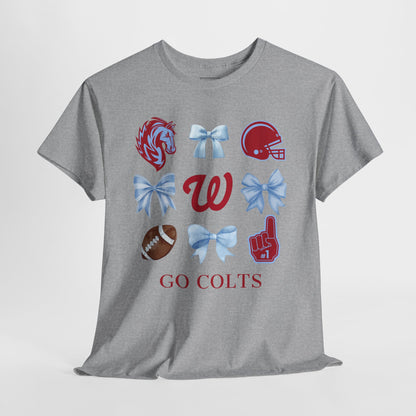West Jessamine Colts Coquette Football Bows - Unisex Tee