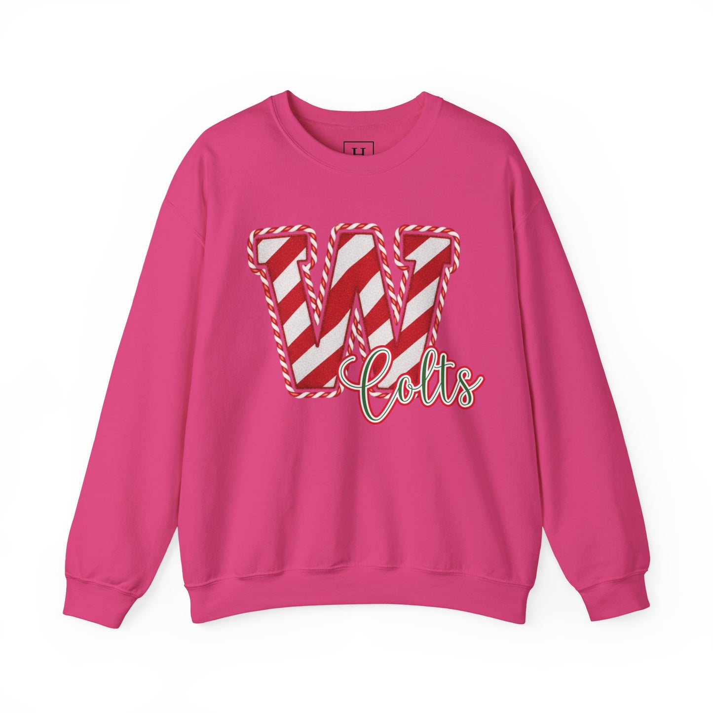 Candy Cane "W" - Colts; Christmas Sweatshirt - Unisex