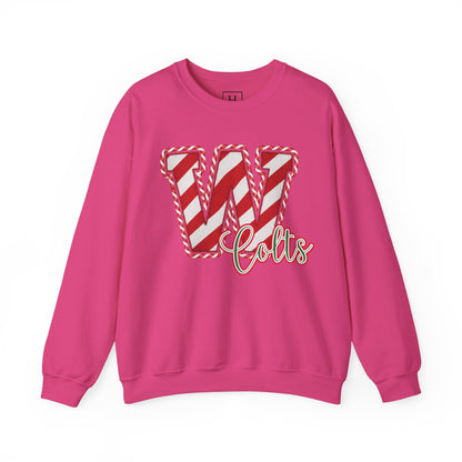 Candy Cane "W" - Colts; Christmas Sweatshirt - Unisex