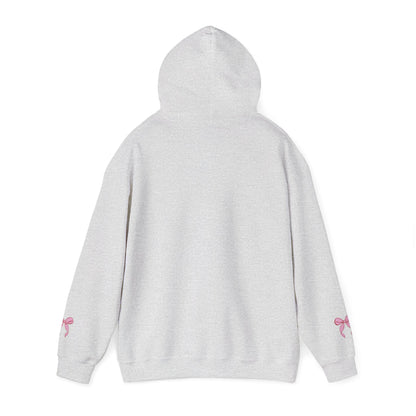 Coquette Pink Center Bow Pullover Hoodie with Bow Sleeves