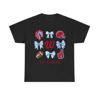 West Jessamine Colts Coquette Football Bows - Unisex Tee