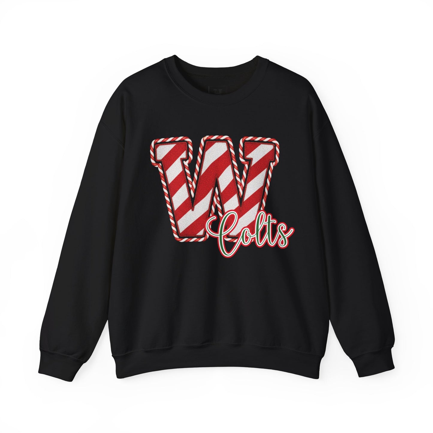 Candy Cane "W" - Colts; Christmas Sweatshirt - Unisex