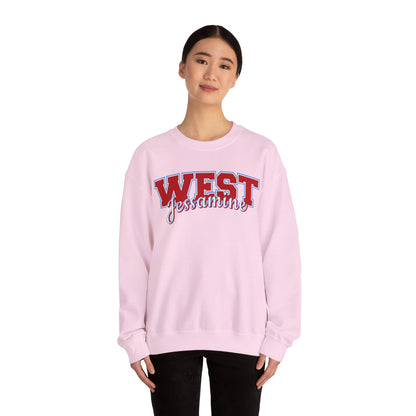 West Jessamine Cheer Crewneck Sweatshirt — Back ‘West Jessamine Cheer’ with Horse Logo - Unisex