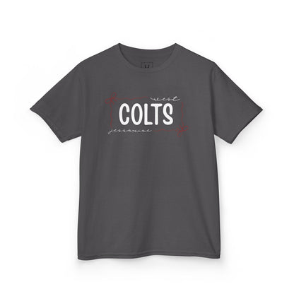 YOUTH --  West Jessamine COLTS coquette bow border - Unisex Tee