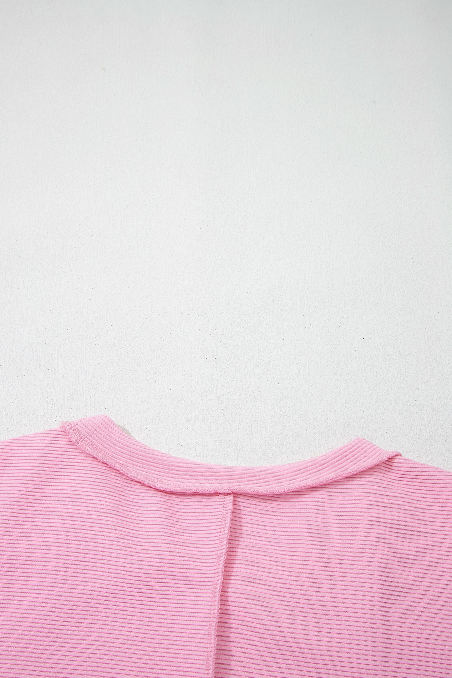 Pink Horizontal Ribbed Exposed Seam Detail Drop Shoulder Baggy Pullover