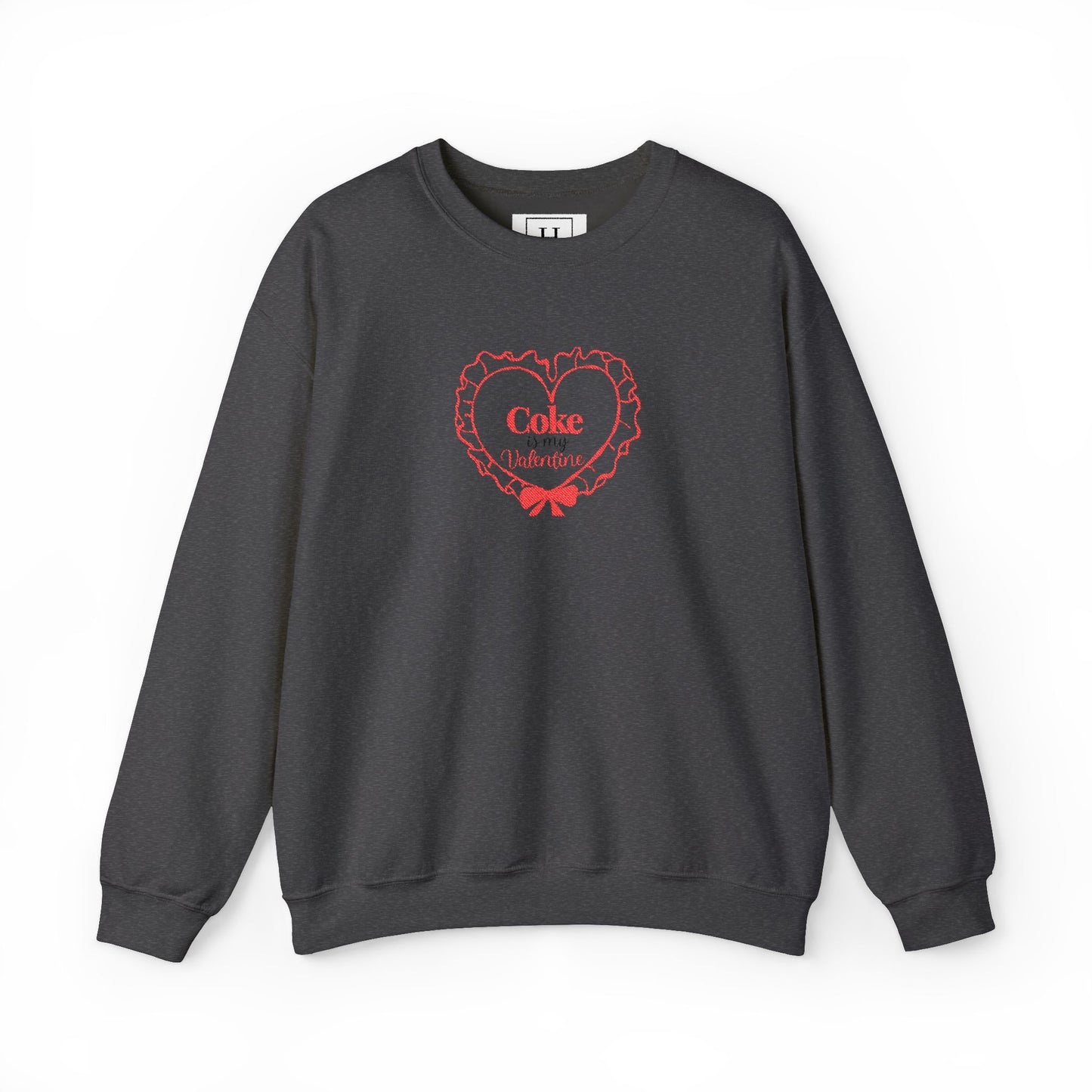 Valentine Heart 'Coke Is My Valentine' Crewneck Sweatshirt -Embroidered