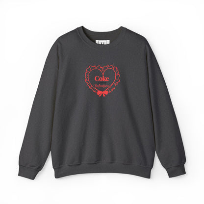 Valentine Heart 'Coke Is My Valentine' Crewneck Sweatshirt -Embroidered