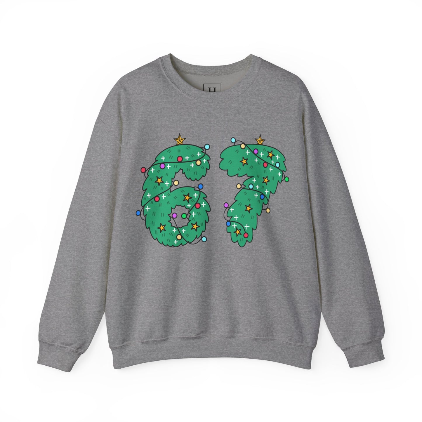 Wreath with Lights and Stars 6 7  - Christmas Sweatshirt - Unisex