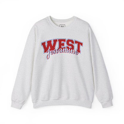 West Jessamine Cheer Crewneck Sweatshirt — Back ‘West Jessamine Cheer’ with Horse Logo - Unisex