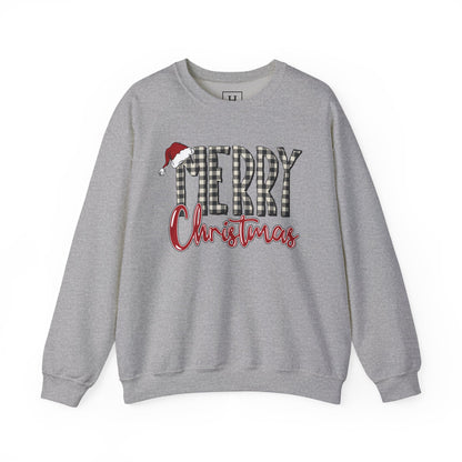 Merry Christmas Buffalo Check  -- Unisex Sweatshirt