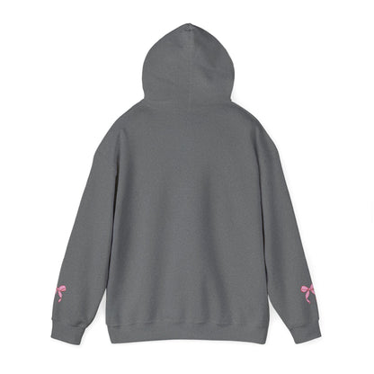 Coquette Pink Center Bow Pullover Hoodie with Bow Sleeves