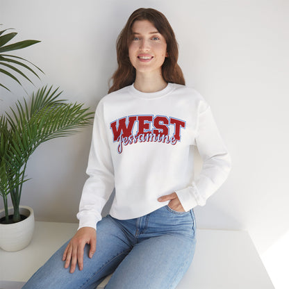 West Jessamine Cheer Crewneck Sweatshirt — Back ‘West Jessamine Cheer’ with Horse Logo - Unisex
