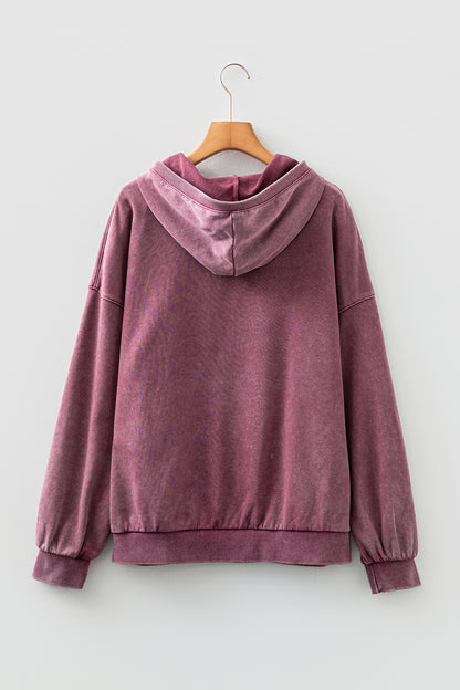 Ashleigh Blue Half Zip Kangaroo Pocket Mineral Wash Baggy Hoodie