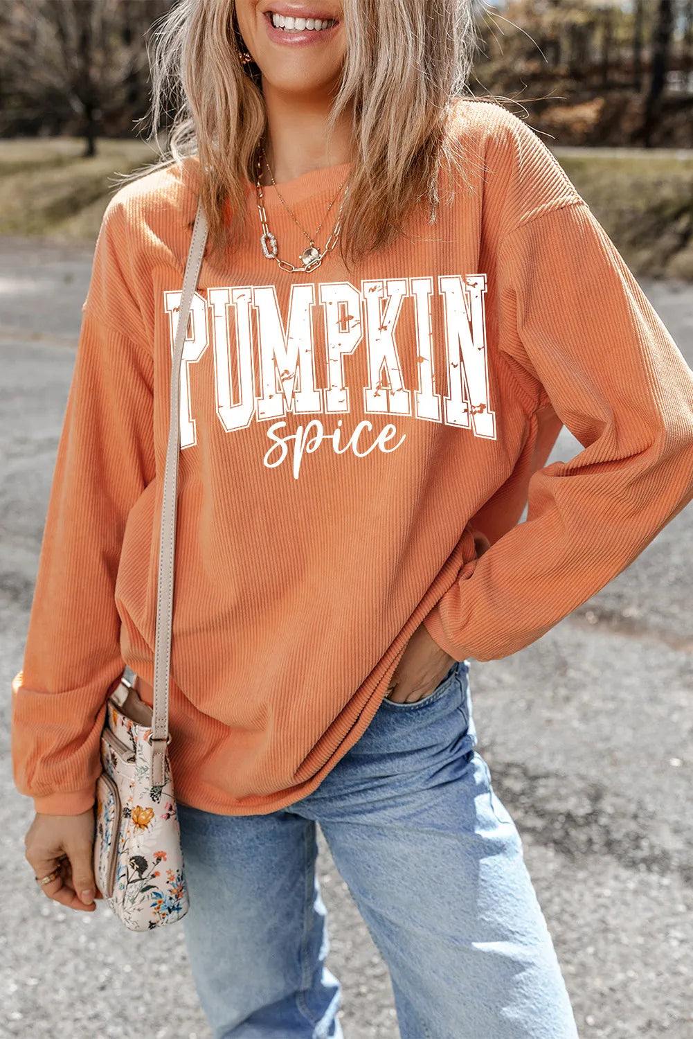 Pumpkin Letter Graphic Long Sleeve Sweatshirt