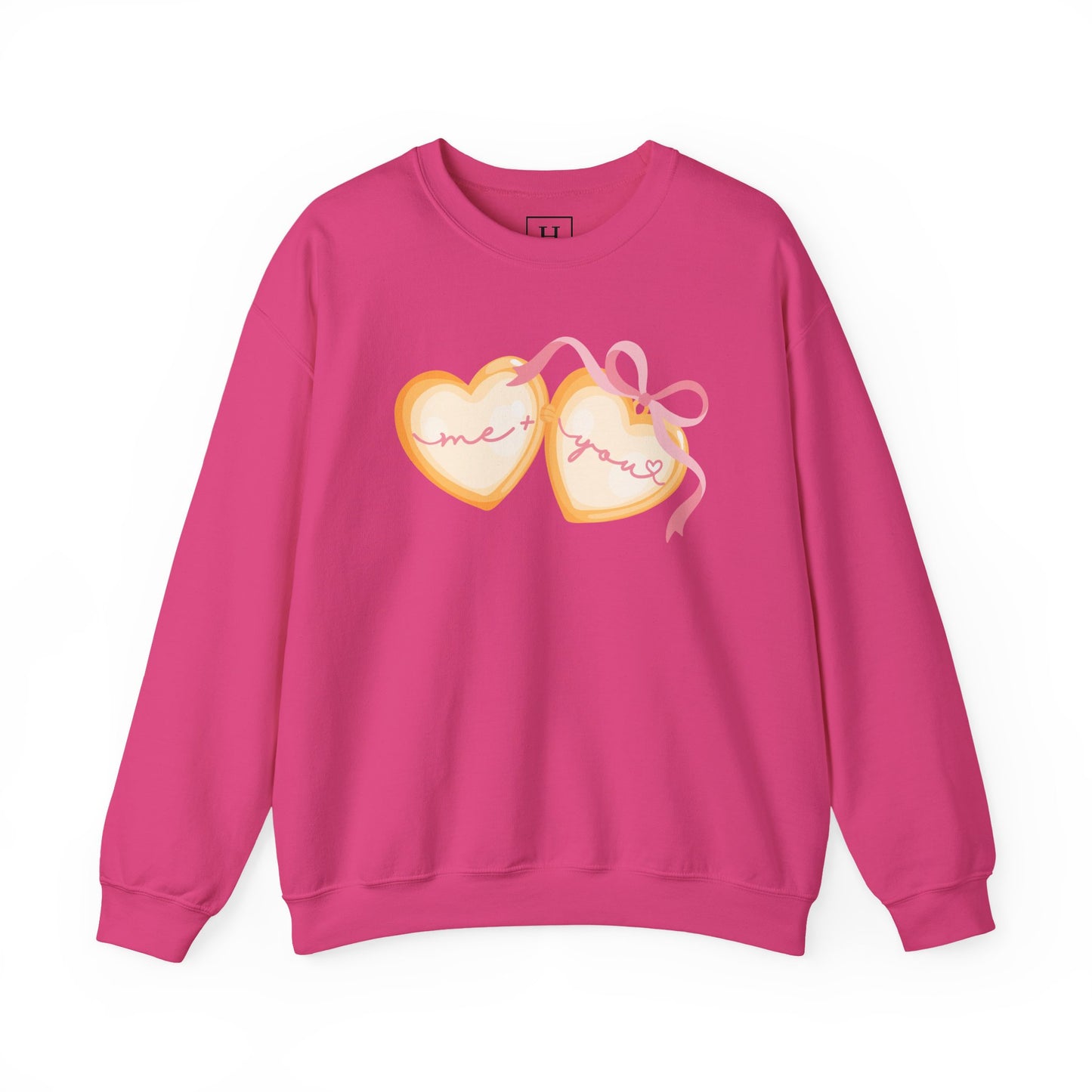 Me + You Heart Locket with Pink Bow Sweatshirt