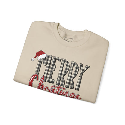Merry Christmas Buffalo Check  -- Unisex Sweatshirt