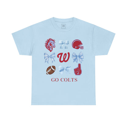 West Jessamine Colts Coquette Football Bows - Unisex Tee