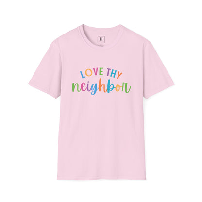Bright Rainbow Color Love Thy Neighbor Christian T-shirt