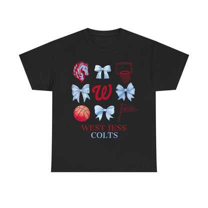 West Jessamine Colts Coquette Basketball Bows - Unisex Tee