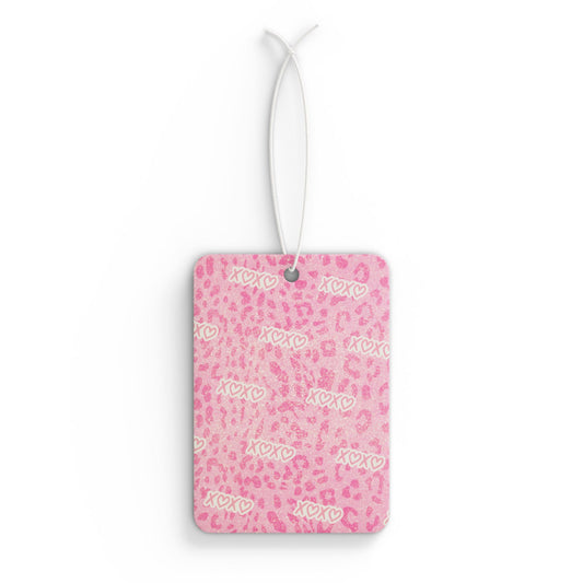 XOXO Pink Cheetah Car Air Freshener —Valentines Day Scented Ornament